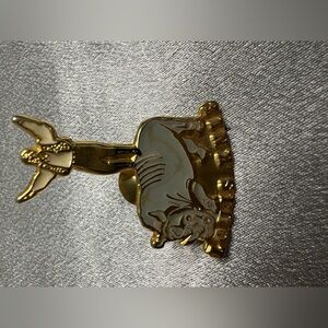 Gold tone and Cream Rhinoceros Pin